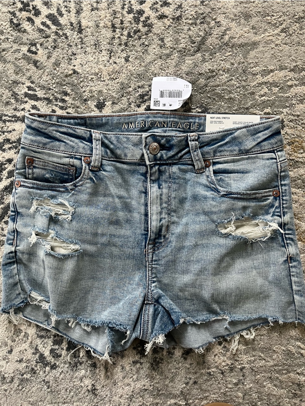 American Eagle Outfitters Light Blue Distressed Denim Jean Shorts